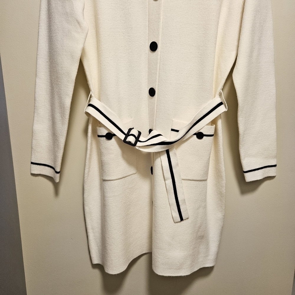 Nicole Miller New York Women's Button Front Belted Mini Sweater Dress Size M. - Picture 9 of 16